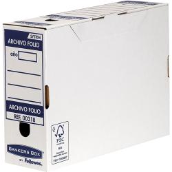 Fellowes Bankers Box Caja de Archivo Definitivo Automontable 100mm Folio - Cierre con Lengüeta - Area de Etiqueta en Tapa y Lomo
