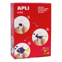 Apli Gomets Cuadrados Adhesivo Permanente - 12x12mm, 17x17mm y 23x23mm - 200 Hojas en Colores Surtidos - Desarrollo de Habilidad