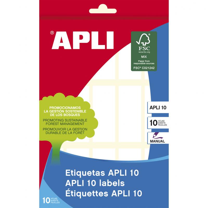 Apli Etiquetas 10 Blancas 20.0 x 50.0mm 10 Hojas