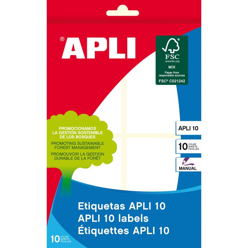 Apli Etiquetas 10 Blancas 53.0 x 82.0mm 10 Hojas