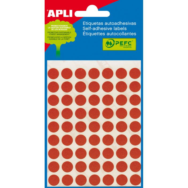 Apli Etiquetas Minibolsa Rojas Ø 10.0mm 5 Hojas