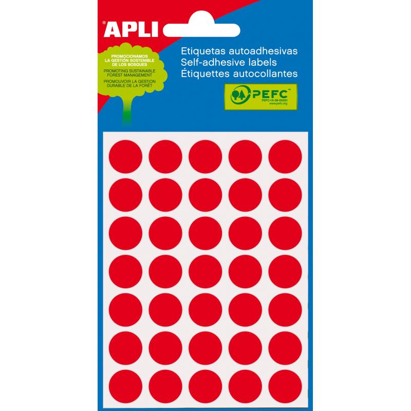 Apli Etiquetas Minibolsa Rojas Ø 13.0mm 5 Hojas