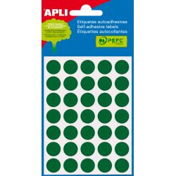 Apli Pack de 175 Etiquetas Redondas - Tamaño Ø 13mm - Aptas para Escritura Manual - Adhesivo Permanente - Color Verde