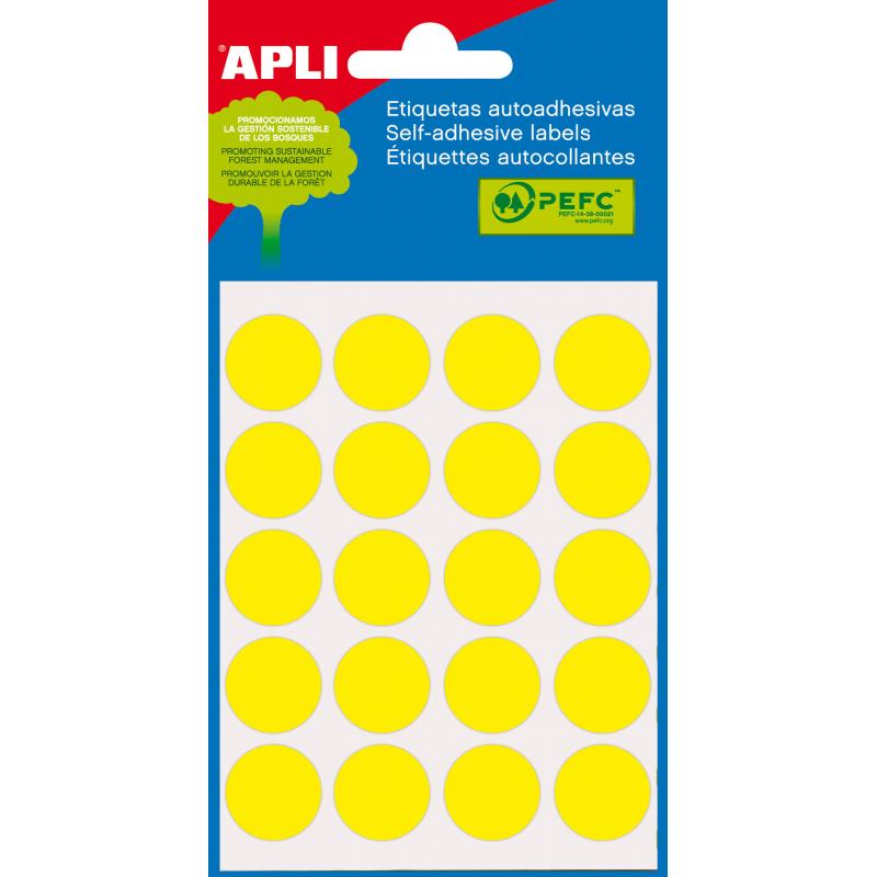 Apli Etiquetas Minibolsa Amarillas Ø 19.0mm 5 Hojas