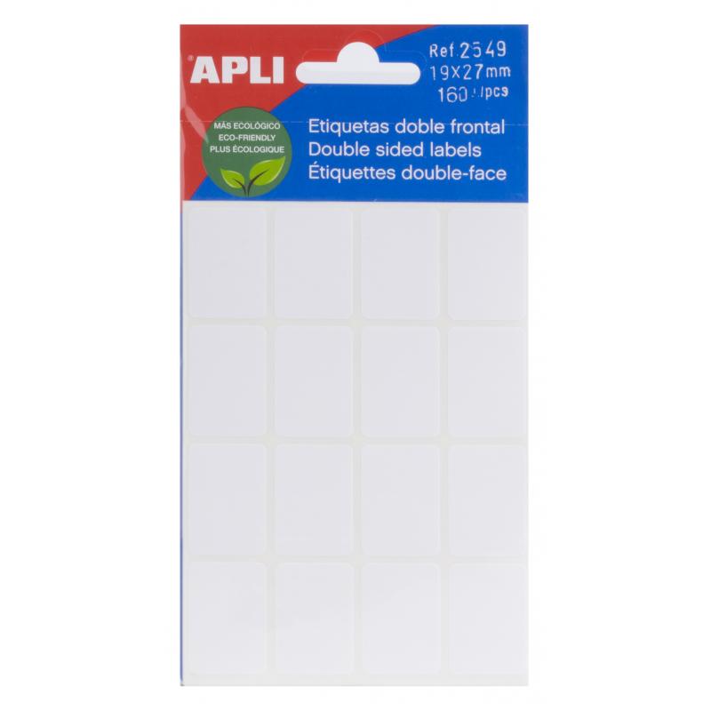 Apli Etiquetas Doble Frontal Blancas 19.0 x 27.0mm