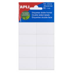 Apli Etiquetas Doble Frontal Blancas 25.0 x 40.0mm