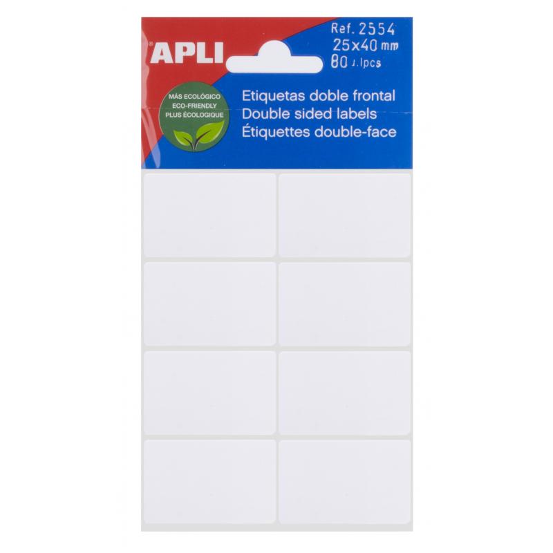 Apli Etiquetas Doble Frontal Blancas 25.0 x 40.0mm