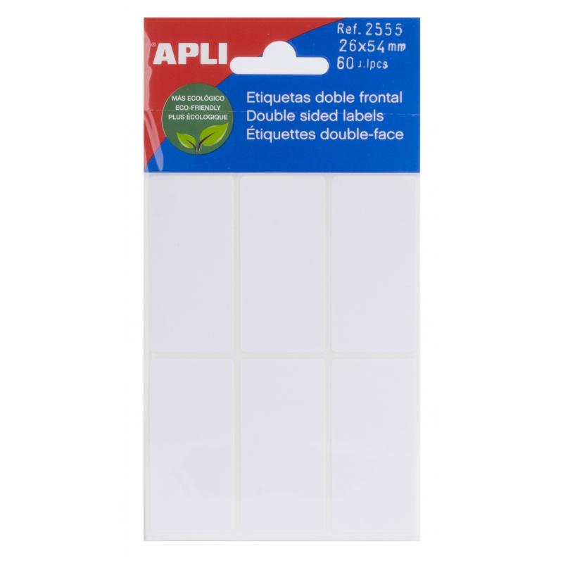 Apli Etiquetas Doble Frontal Blancas 26.0 x 54.0mm