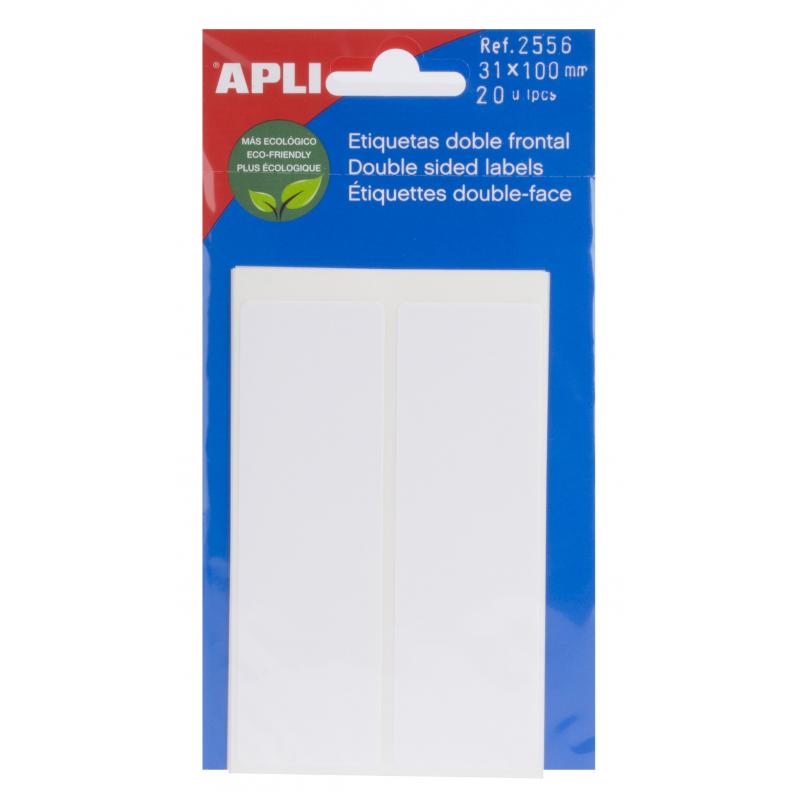 Apli Etiquetas Doble Frontal Blancas 31.0 x 100.0mm