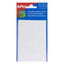 Apli Etiquetas Doble Frontal Blancas 34.0 x 53.0mm