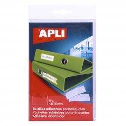 Apli Bolsillos Adhesivos para Etiquetas - 45 x 75mm - Cambia la Informacion de la Etiqueta Segun tus Necesidades - Pack de 6 Uni