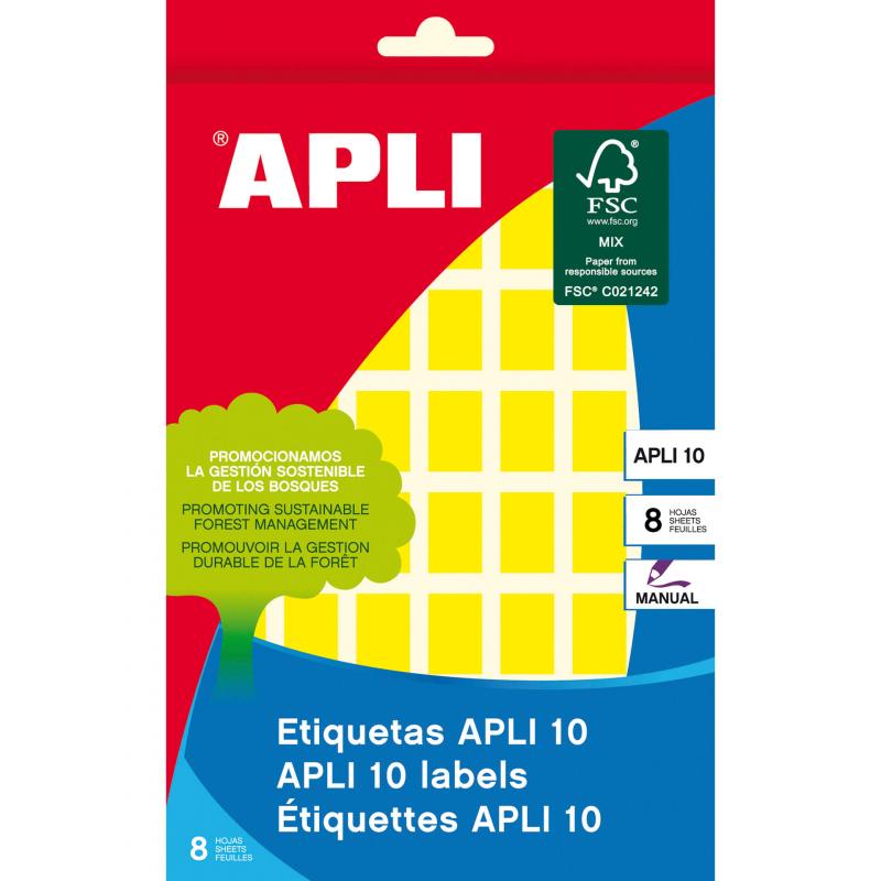 Apli Etiquetas 10 Amarillas 12 x 18mm 8 Hojas