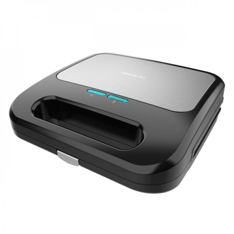 Cecotec Rock?nToast 3 in 1 Sandwichera 800W - Capacidad para 2 Sandwiches - 3 Placas Intercambiables con Revestimiento de Piedra