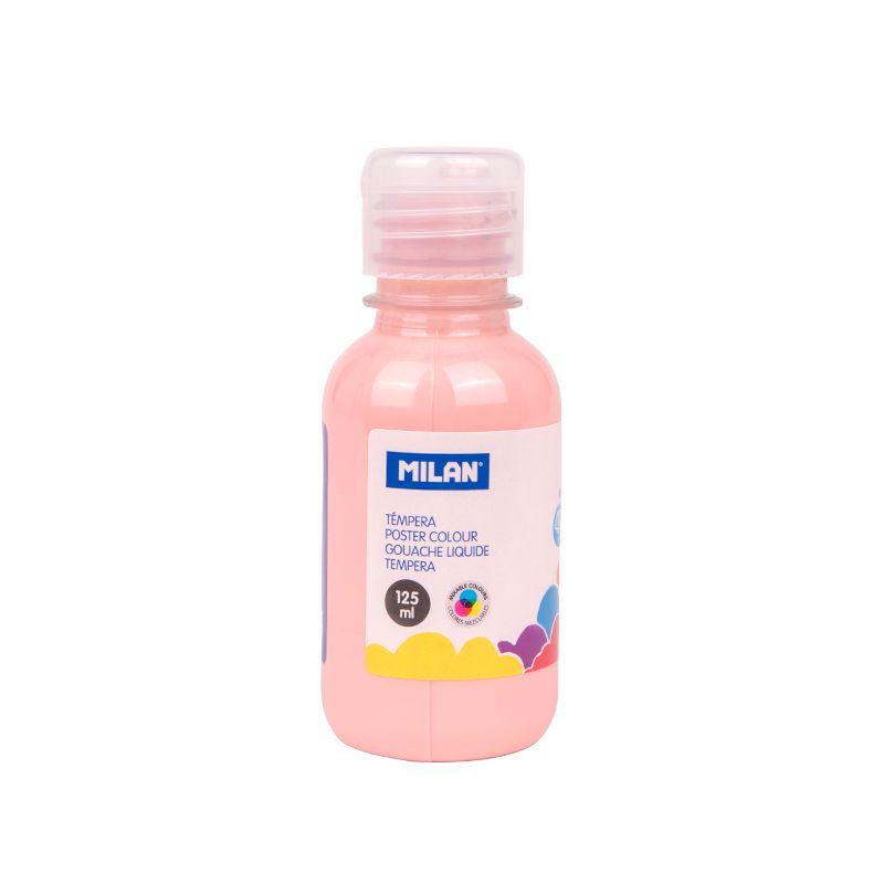 Milan Botella de Tempera 125ml - Tapon Dosificador - Secado Rapido - Mezclable - Color Rosa Palido