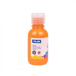 Milan Botella de Tempera 125ml - Tapon Dosificador - Secado Rapido - Mezclable - Color Naranja