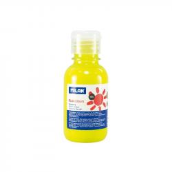 Milan Botella de Tempera 125ml - Tapon Dosificador - Secado Rapido - Mezclable - Color Amarillo Fluo