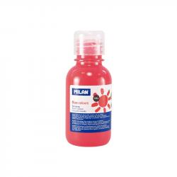 Milan Botella de Tempera 125ml - Tapon Dosificador - Secado Rapido - Mezclable - Color Coral Fluo