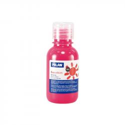 Milan Botella de Tempera 125ml - Tapon Dosificador - Secado Rapido - Mezclable - Color Rosa Fluo