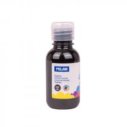 Milan Botella de Tempera 125ml - Tapon Dosificador - Secado Rapido - Mezclable - Color Negro