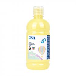 Milan Botella de Tempera 500ml - Tapon Dosificador - Secado Rapido - Mezclable - Color Amarillo Pastel