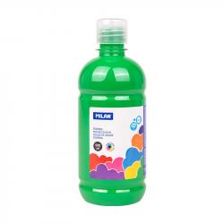 Milan Botella de Tempera 500ml - Tapon Dosificador - Secado Rapido - Mezclable - Color Verde Claro