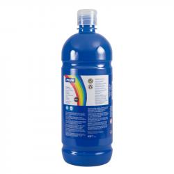 Milan Botella de Tempera 1000ml - Tapon Dosificador - Secado Rapido - Mezclable - Color Azul Cyan