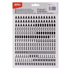 Apli Letras de Palo Mayusculas Adhesivas - Altura 10mm - Color Negro - Pack de 2 Hojas con 486 Letras