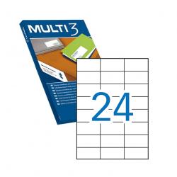 Multi3 Pack de 2.400 Etiquetas Blancas Cantos Rectos Tamaño 70.0X37.0mm con Adhesivo Permanente para Multiples Usos