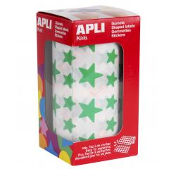 Apli Gomets Estrella Verde - 12.5mm y 19.5mm - Adhesivo Permanente - 2360 Gomets por Rollo - Ideal para Escuelas y Talleres Infa