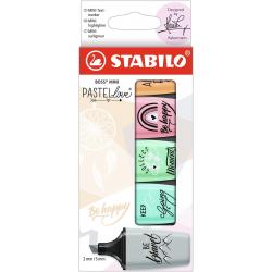 Stabilo Boss Mini Pastellove Pack de 5 Marcadores Fluorescentes - Trazo entre 2 y 5mm - Tinta con Base de Agua - Antisecado - Co