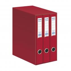 Dohe Oficolor Modulo de 3 Archivadores con Rado - Lomo Estrecho - Formato Folio - Carton Forrado - Color Rojo