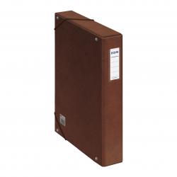 Dohe Caja para Proyectos Lomo 5cm - Carton Forrado con Papel Impreso y Plastificado - Cierre con Gomas - Color Cuero