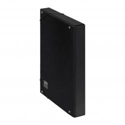 Dohe Caja para Proyectos Lomo 3cm - Carton Forrado con Papel Impreso y Plastificado - Cierre con Gomas - Color Negro