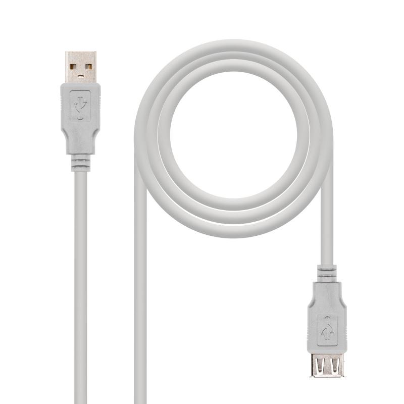 Nanocable Cable Prolongador USB-A 2.0 Macho a USB-A Hembra 1.80m