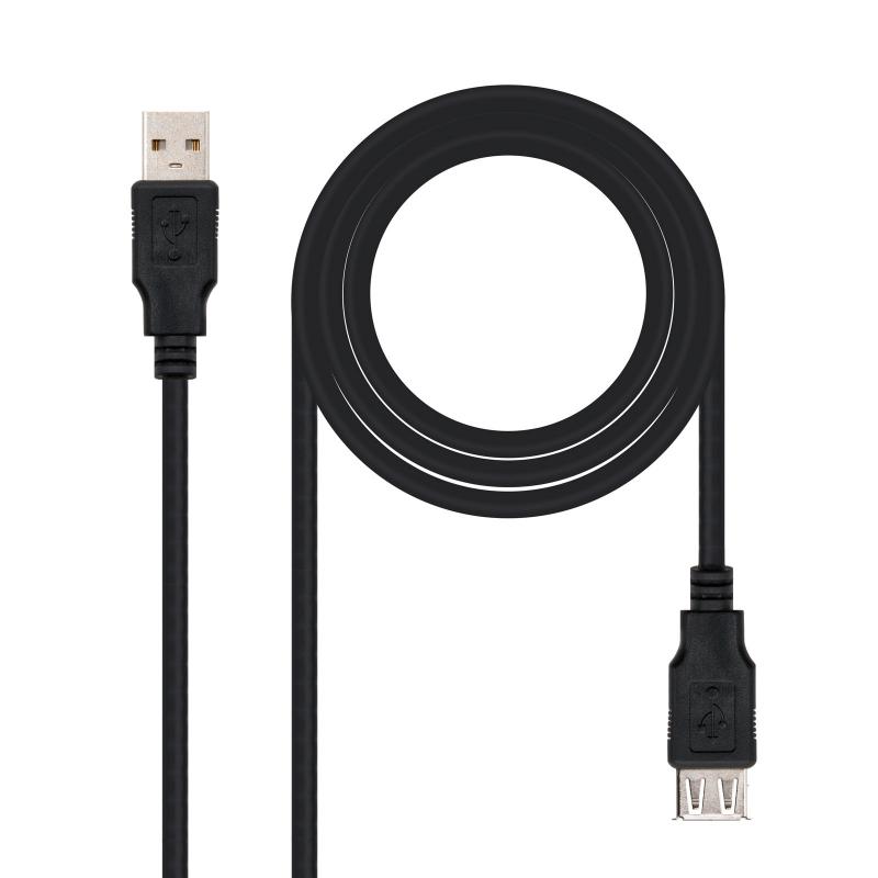 Nanocable Cable Prolongador USB-A 2.0 Macho a USB-A Hembra 1.80m