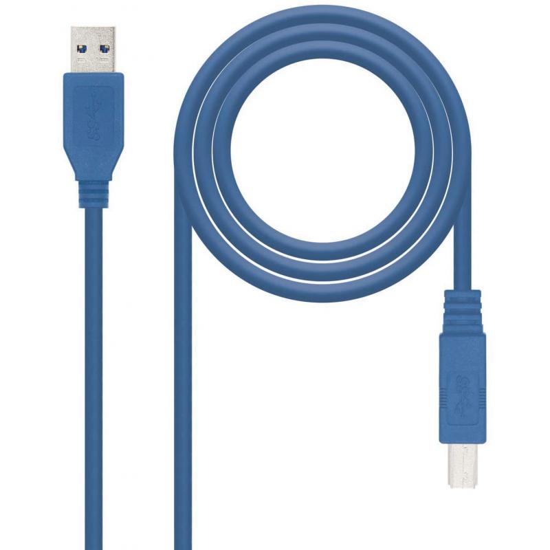 Nanocable Cable de Impresora USB-A 3.0 Macho a USB-B Macho 2m - Color Azul