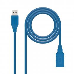 Nanocable Cable USB-A 3.0 Macho a USB-A Hembra 1m - Color Azul