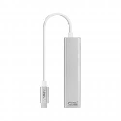 Nanocable Conversor USB-C a Ethernet Gigabit + 3xUSB 3.0 - Aluminio - 15 cm - Color Plata