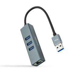 Nanocable Adaptador de Red USB 3.0 a Ethernet Gigabit 10/100/1000 Mbps + 3 Puertos USB 3.0