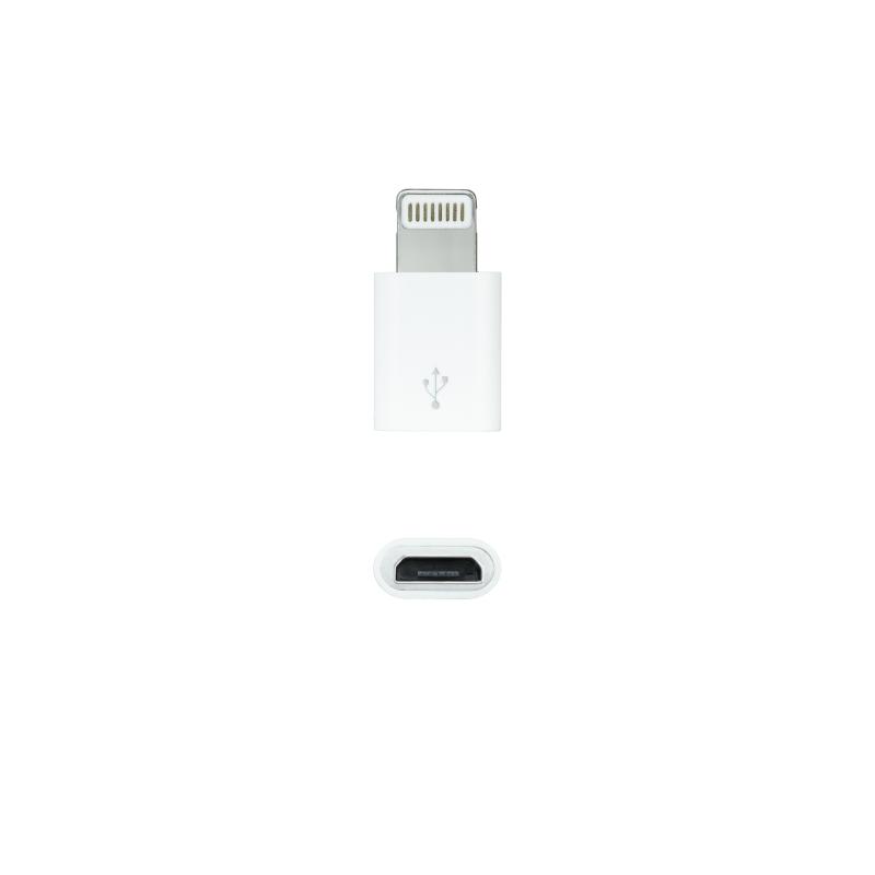 Nanocable Adaptador Lightning a Micro USB - Lightning/M-Micro B/H - Color Blanco