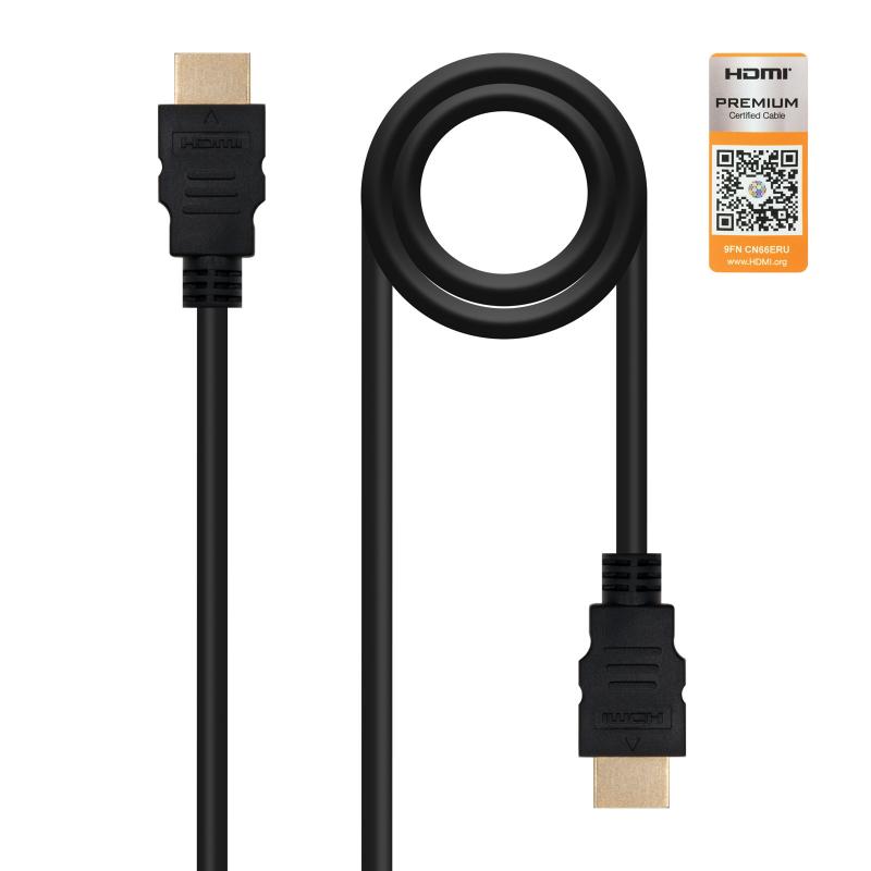 Nanocable Cable HDMI v2.0 Premiun Macho a HDMI v2.0 Premiun Macho 0.50m - 4K@60Hz 18Gbps - Alta Velocidad - Color Negro