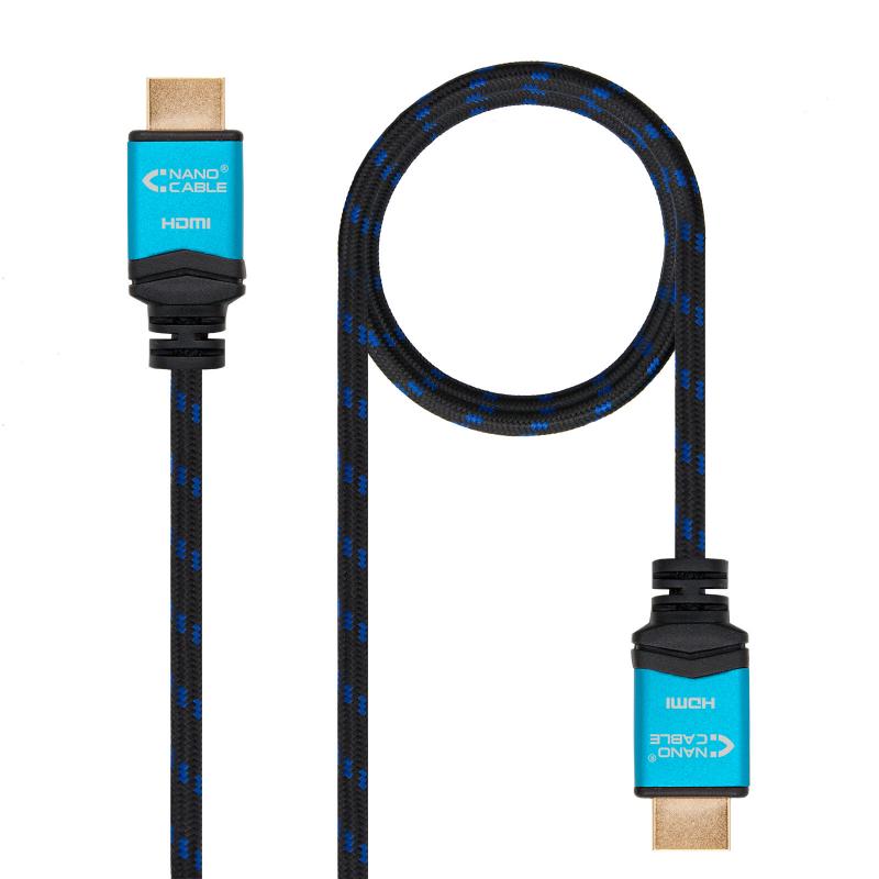 Nanocable Cable HDMI v2.0 Macho a HDMI v2.0 Macho 0.50m - 4K@60Hz 18Gbps - Alta Velocidad - Recubierto Nylon Trenzado - Color Ne