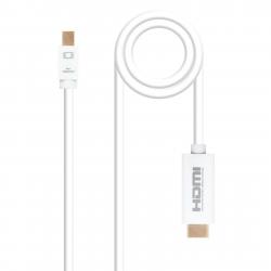 Nanocable Cable Conversor Mini DP Macho a HDMI v1.4 Macho 2m - Color Blanco