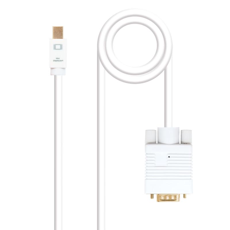 Nanocable Cable Conversor Mini DP Macho a VGA Macho 2m - Color Blanco