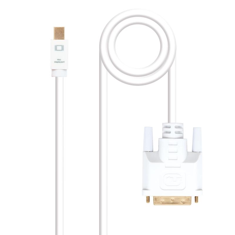 Nanocable Cable Conversor Mini DP Macho a DVI Macho 2m - Color Blanco