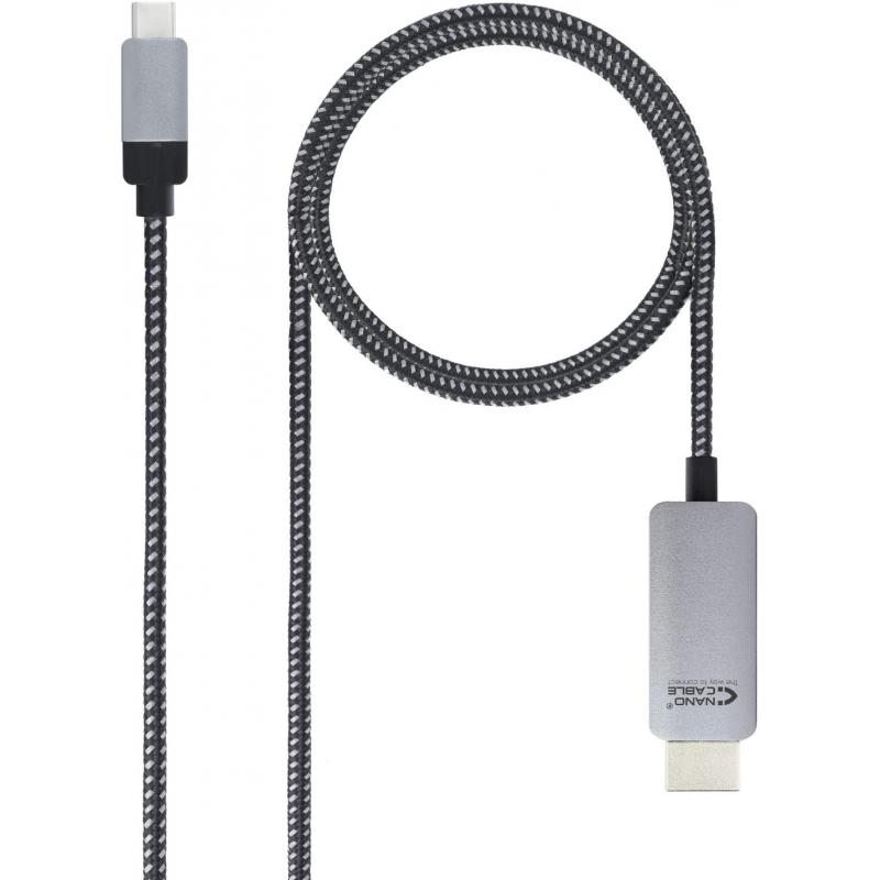 Nanocable Cable Conversor USB-C Macho a HDMI Macho 1.80m - Color Negro/Plata