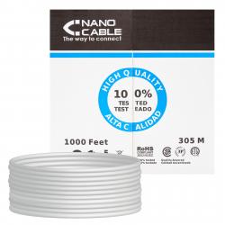 Nanocable Bobina de Cable de Red Rigido RJ45 Cat.5e FTP AWG24 305m - Color Gris