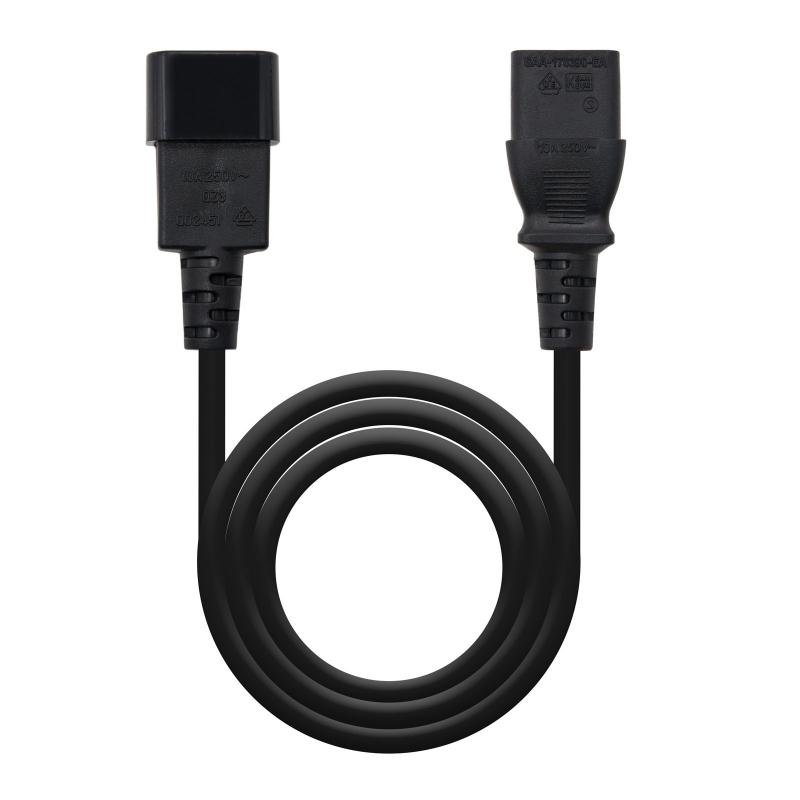 Nanocable Cable de Alimentacion CPU C13 Hembra a C14 Macho 1.50m - Color Negro