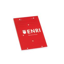 Enri Bloc de Notas Grapado Formato A6 Liso - 80 Hojas Microperforadas - Tapa Blanda Roja