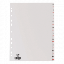 Elba Indice Alfabetico A4 20 Posiciones - Resistente Plastico de 120 Micras - Tamaño A4 - Color Gris
